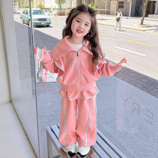 Girls Peach Sparkle Ruffle 3 Pcs Set Munchkin Studio