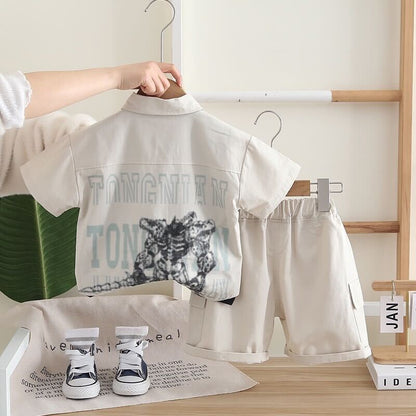 Summer Half Sleeve Shirt, T-Shirt & Cargo Shorts 3 Pcs Set