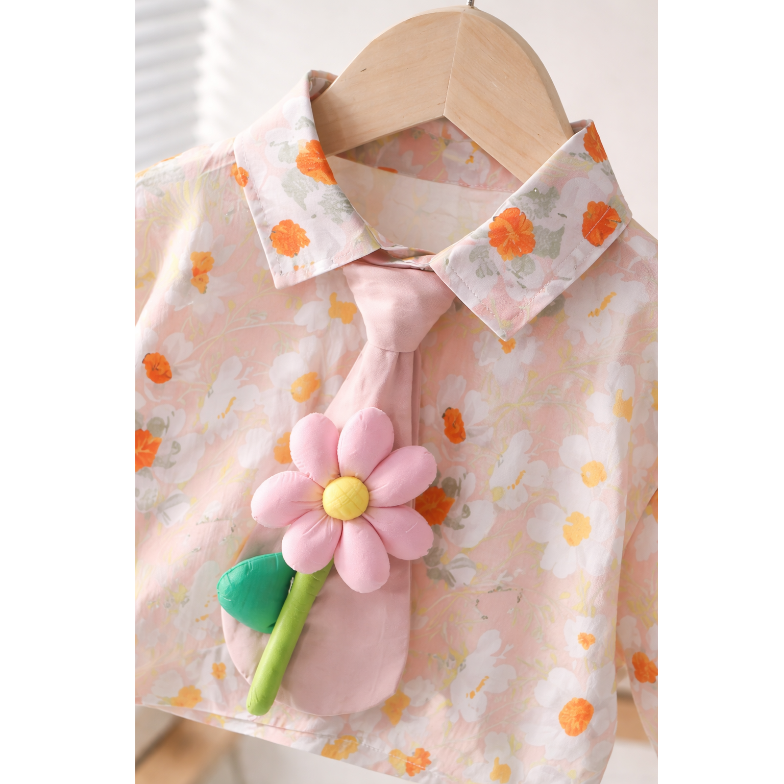 Girls Floral Charm Shirt & Blush Shorts Co-Ord Set Munchkin Studio