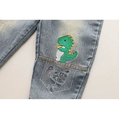 Boys Dinosaur Print Shirt & Denim Jeans 2 Pcs Set Munchkin Studio