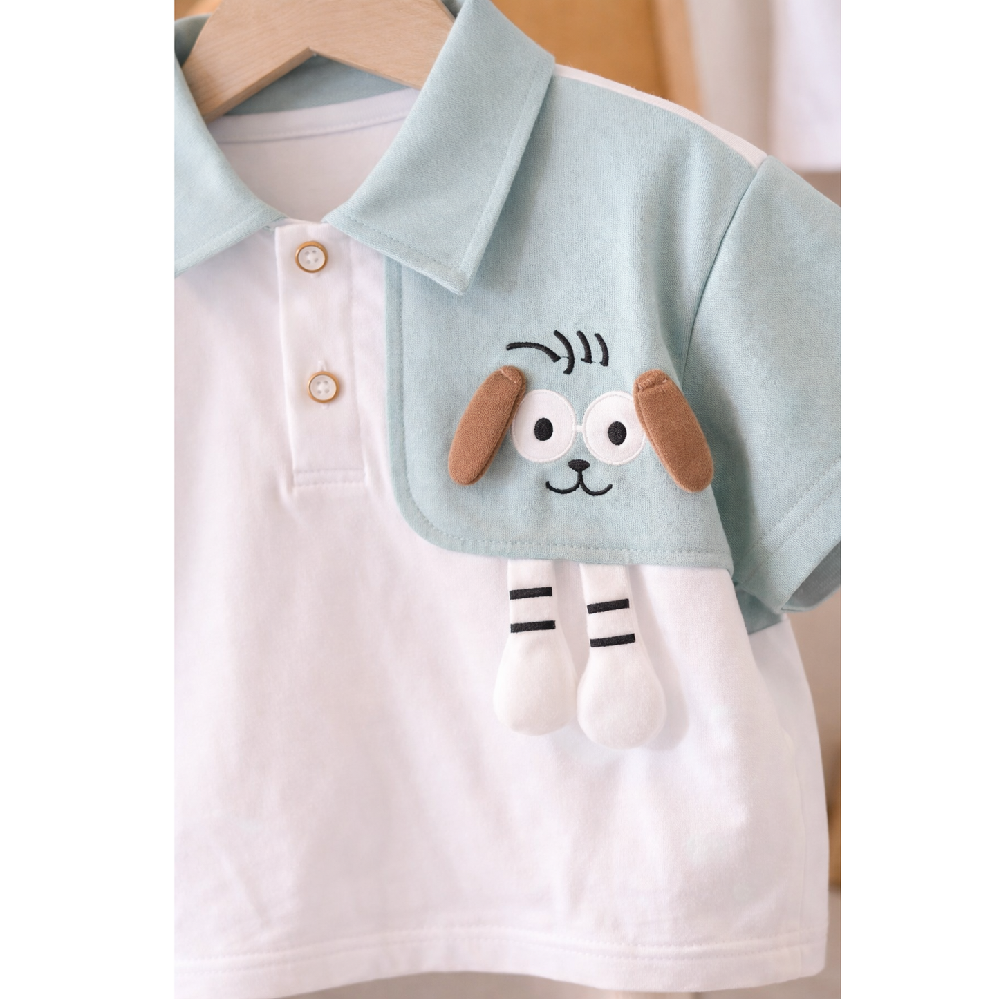 Boys Cute Puppy Polo Shirt & Shorts Co-Ord Set Munchkin Studio