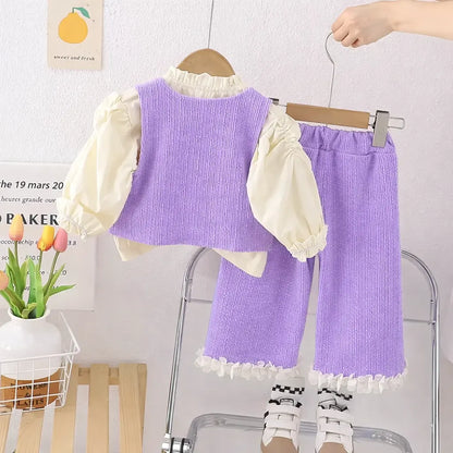 Girls Lavender Waistcoat Top & Pants 3 Pcs Set Munchkin Studio